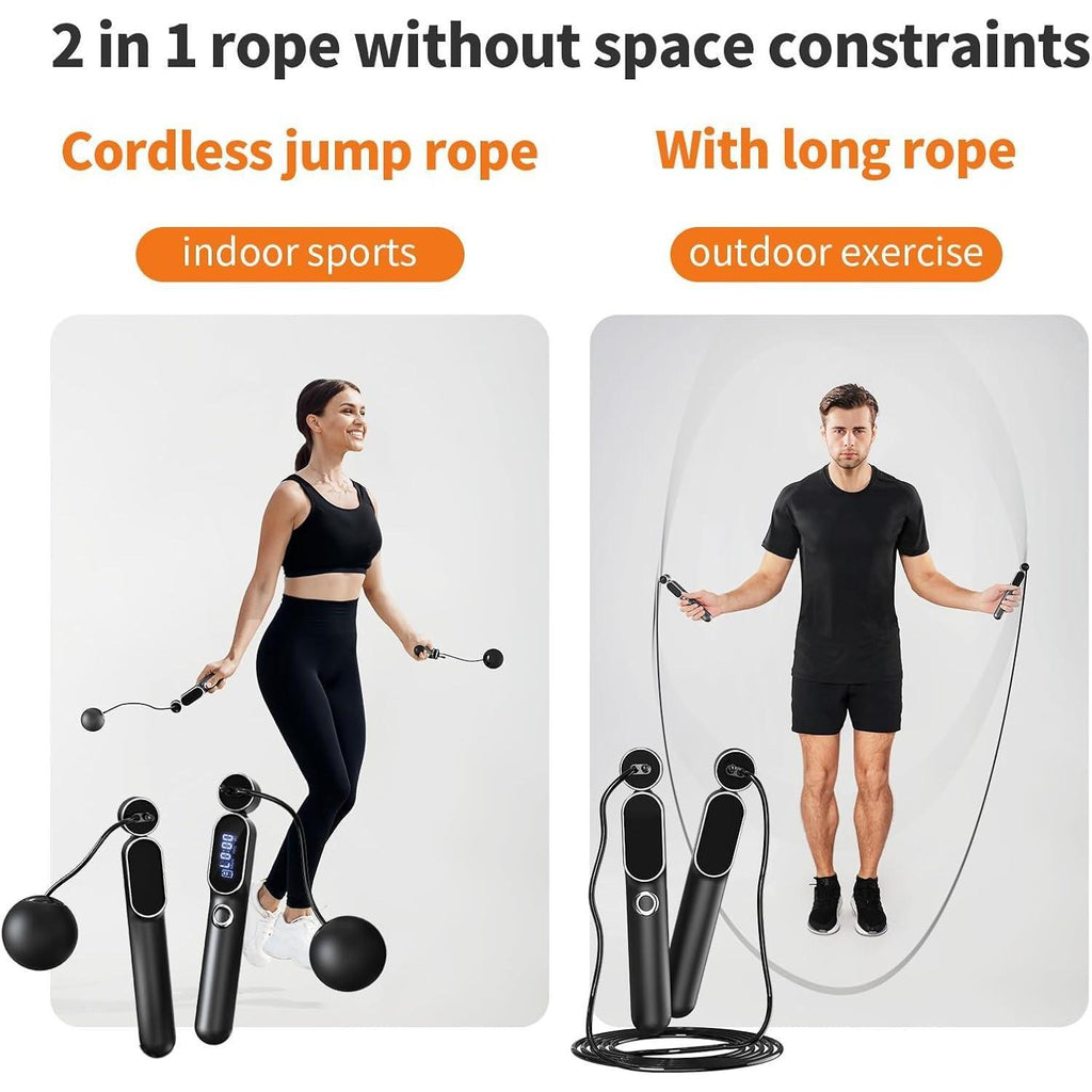2 In 1 Adjustable Digital Intelligent Cordless Weighted Skipping Rope